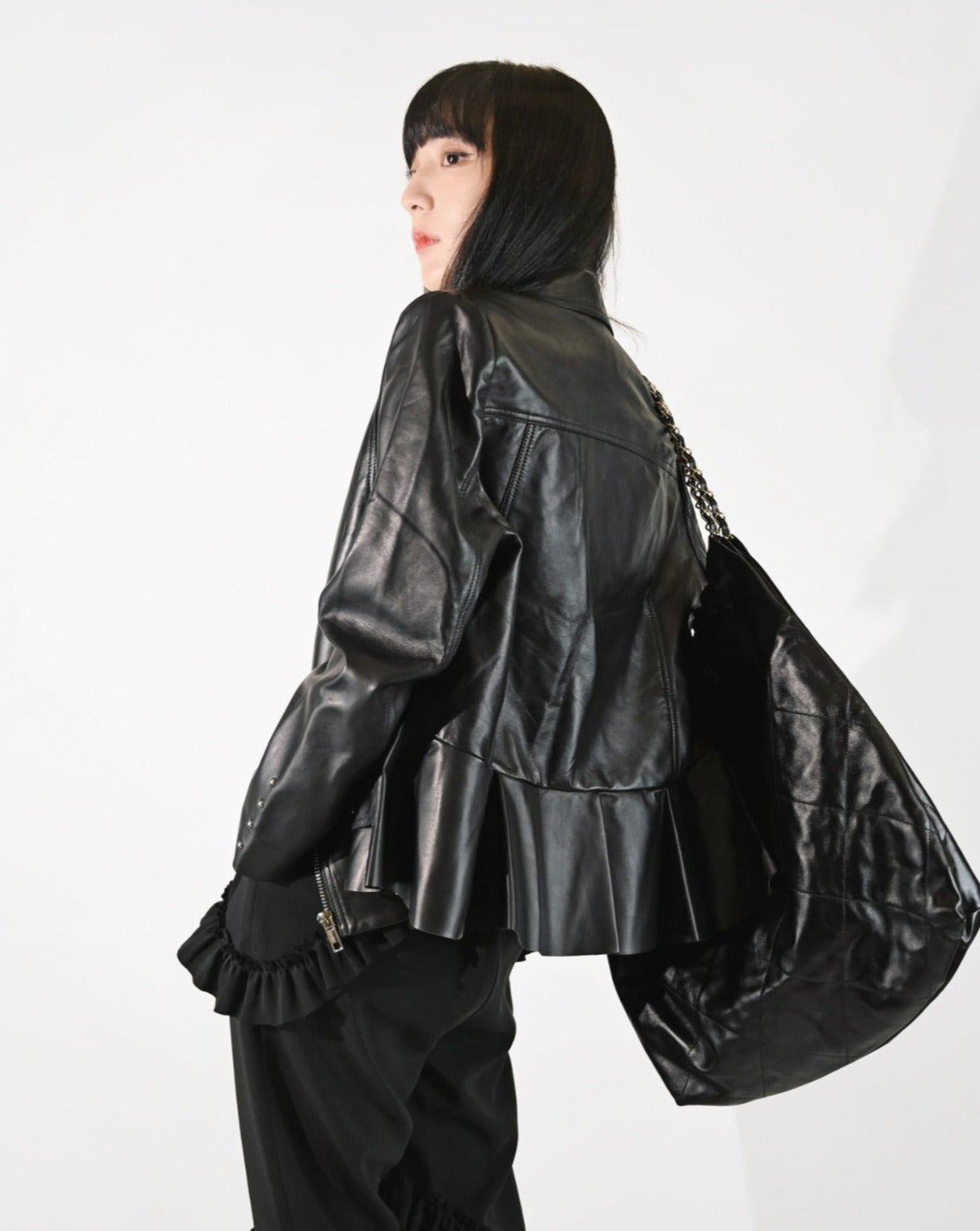 (New Style Pre-order) aalis YEN loose fit right shoulder biker jacket (6 colours - Custom size)