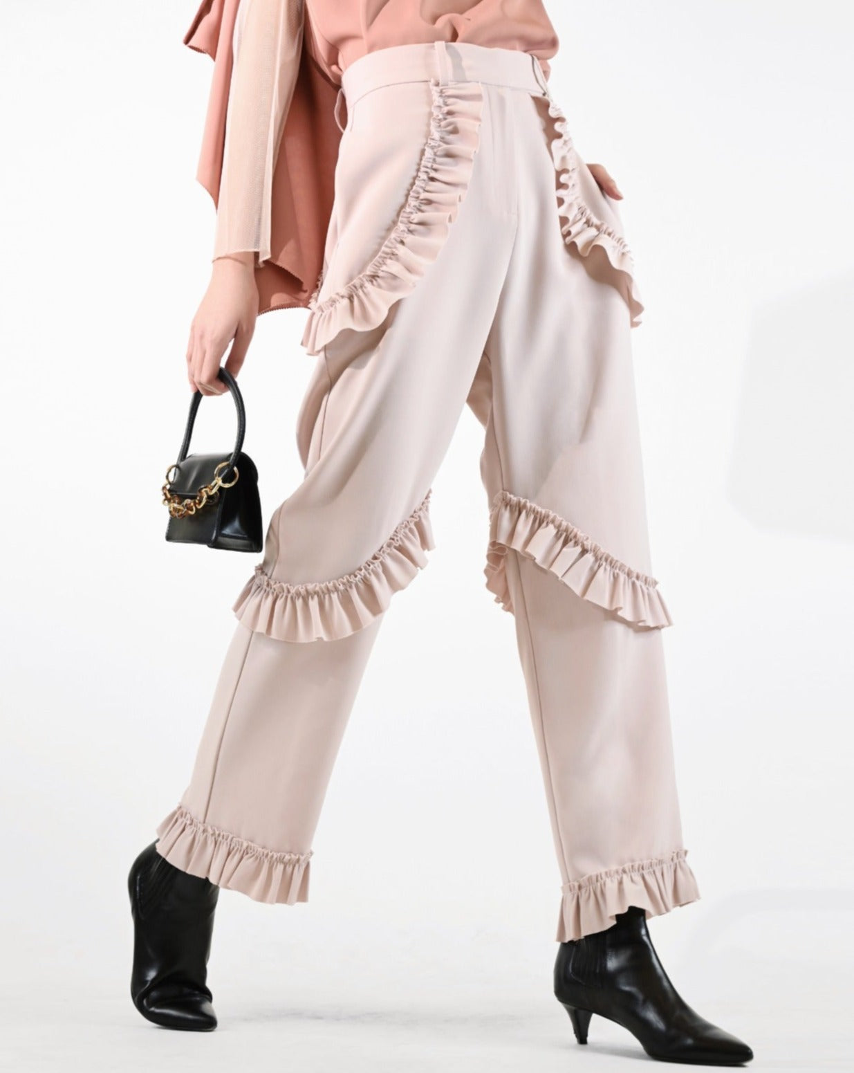 aalis DONIS ruffle detail suiting pants (Light pink)