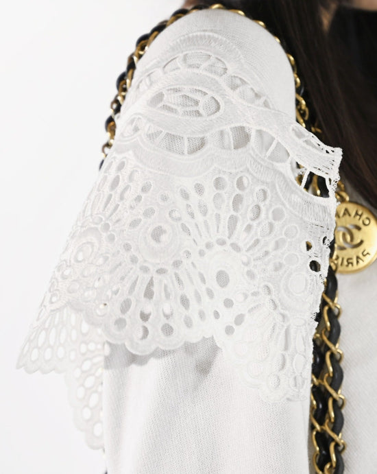aalis BATINA cotton lace trim detail sweater (Ivory)