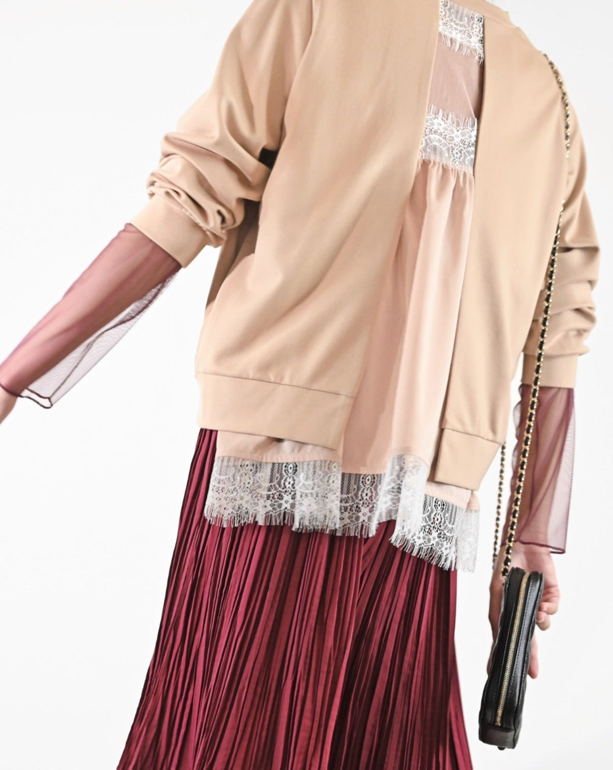 aalis JUNY contrast fabric sweater (Camel)
