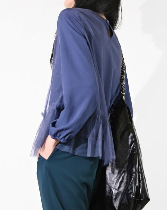 aalis NIKO mesh layer blouse (Grey blue)