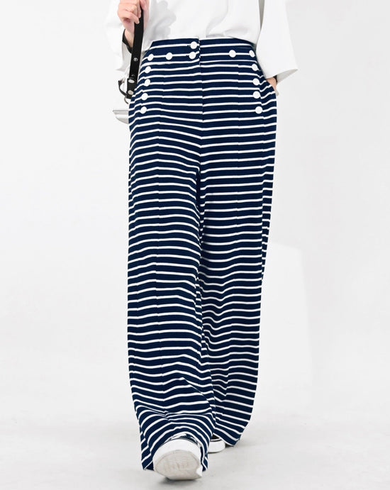 aalis SNASH buttons knit pants (Navy stripe)