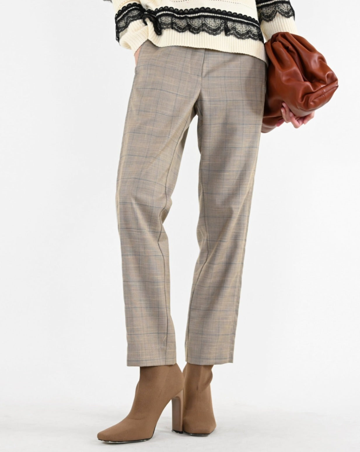 aalis MEO fitted suiting pants (Khaki plaid)