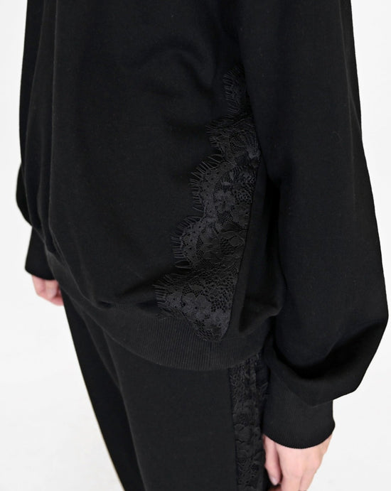 aalis AYA side lace trim sweater (Black)