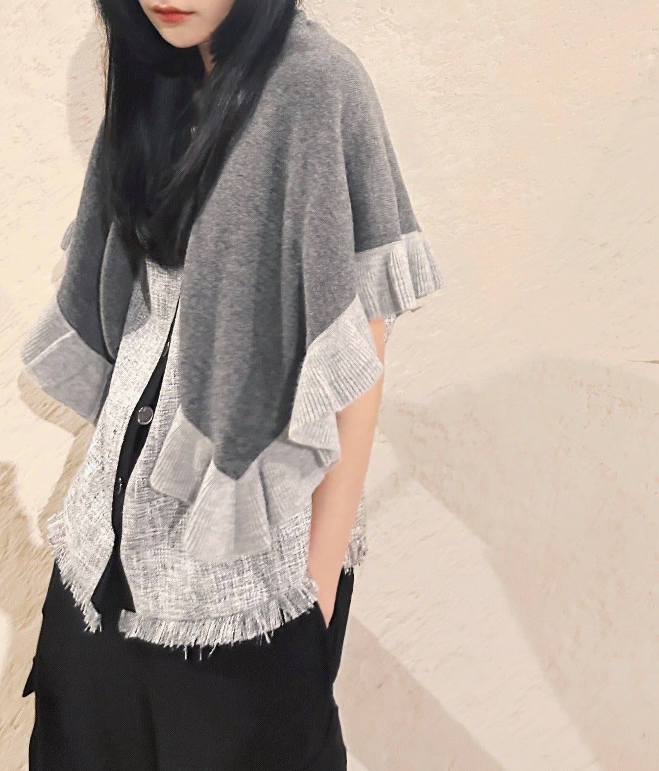 Load image into Gallery viewer, aalis LUCIE cashmere scarf (Heather grey mix)
