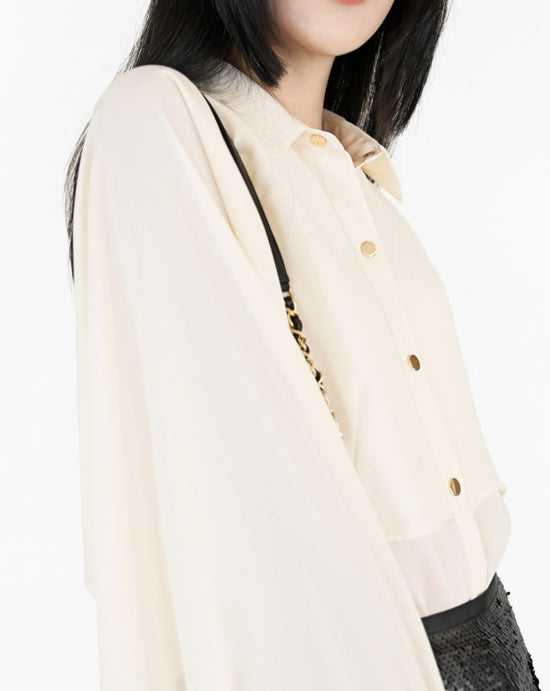 aalis KARINE cape detail chiffon blouse (Ivory)
