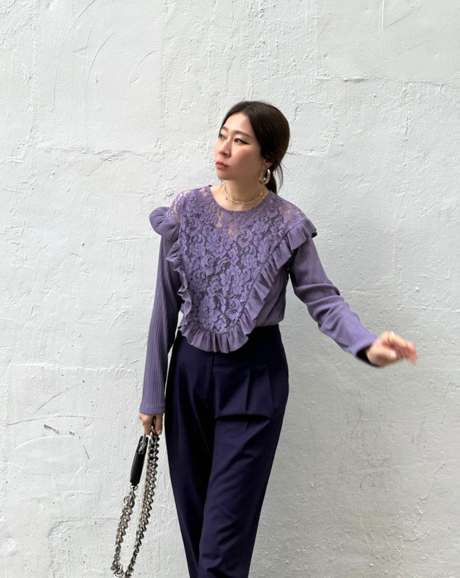 aalis OLIE U lace panel blouse (Purple)
