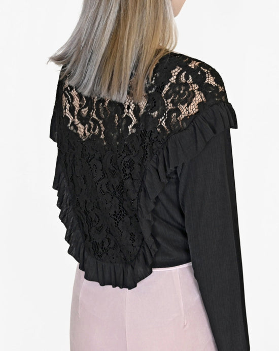Load image into Gallery viewer, aalis OLIE U lace panel blouse (Black)
