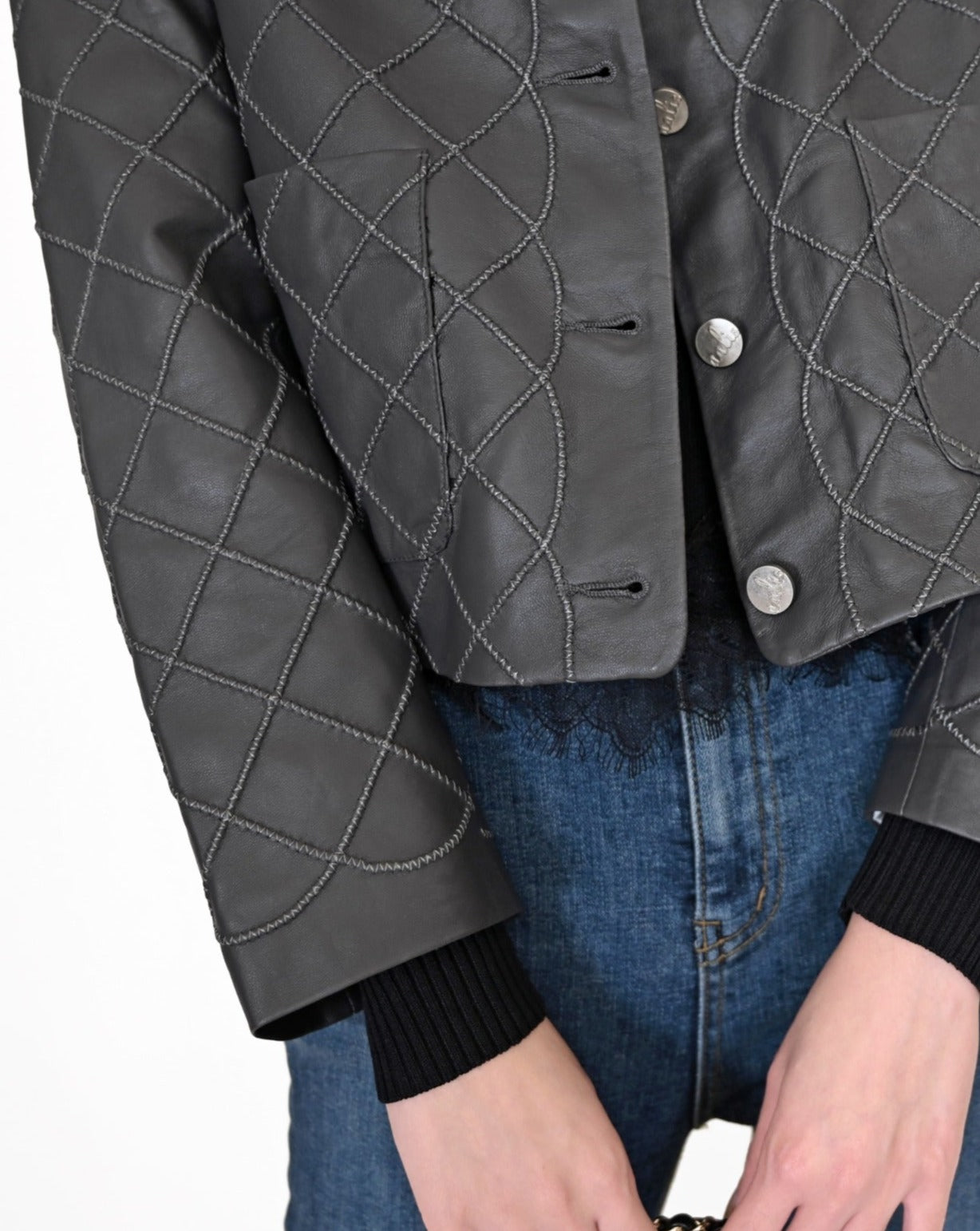 (New Style Pre-order) aalis GISELA stitch detail leather jacket (6 colours - Regular size)
