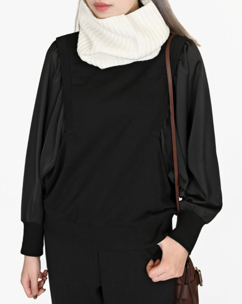 aalis DAHLIA silky balloon sleeves sweater (Black)