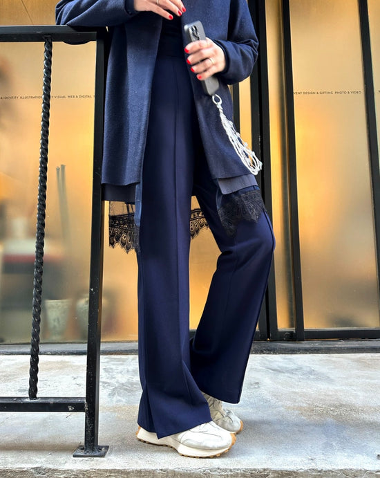 aalis NATHALIA slit detail fitted suiting pants (Blue)