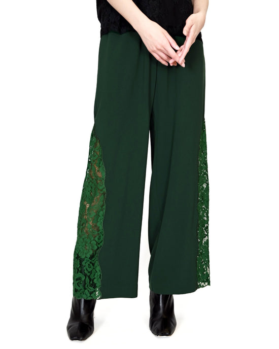 aalis WAVERLY side lace trim pants (Green)