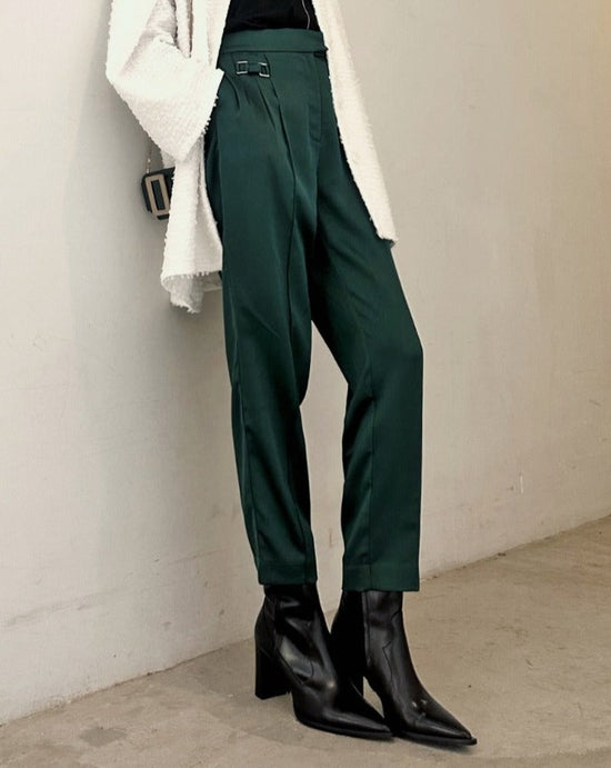 aalis BEGONA silver buckle pants (Green)