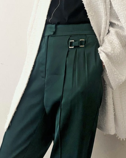 aalis BEGONA silver buckle pants (Green)