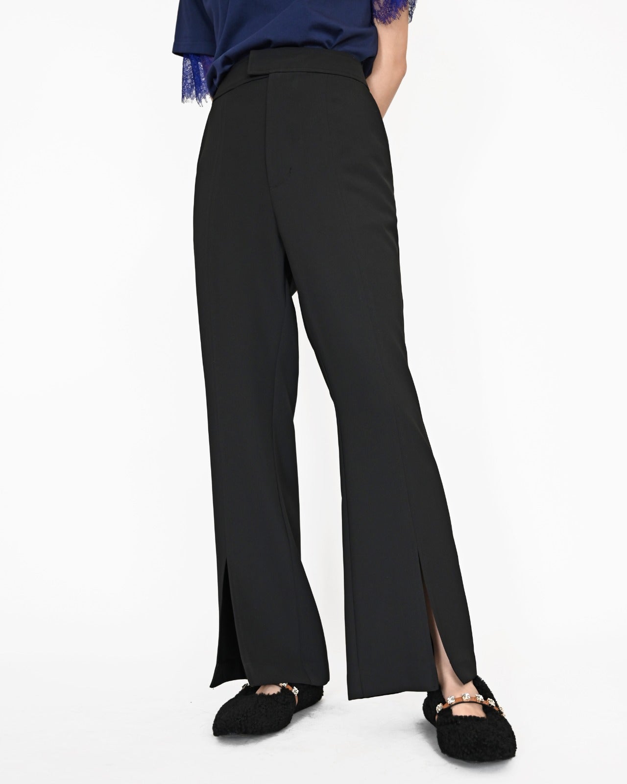 aalis PEMA front slit suiting pants (Black)