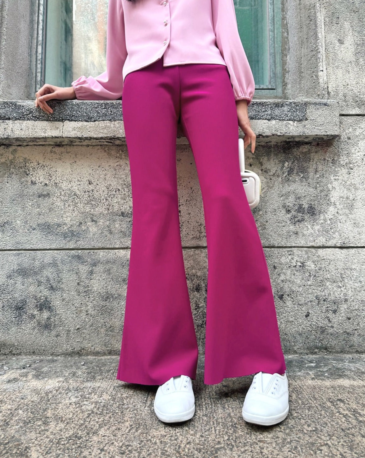 aalis LILI 双面针织喇叭裤（紫红色）