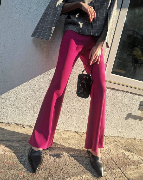 aalis LILI 双面针织喇叭裤（紫红色）