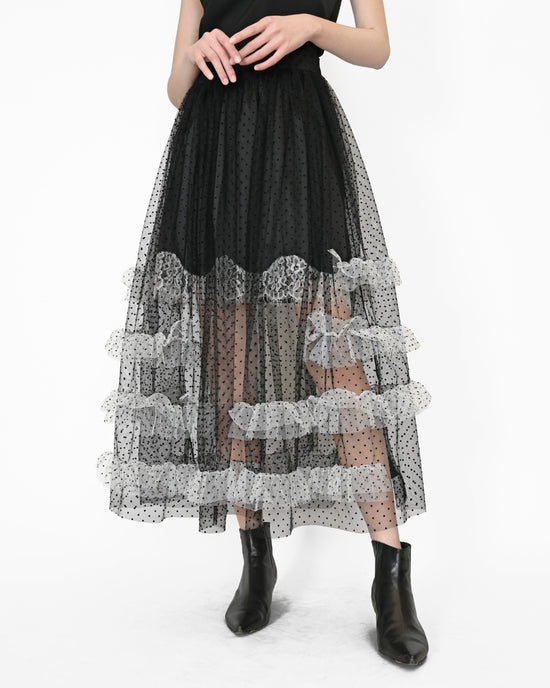 aalis ALLISON mesh skirt (Black white dots)