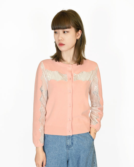 Load image into Gallery viewer, aalis NYRA scallop edge detail cardigan (Pink)
