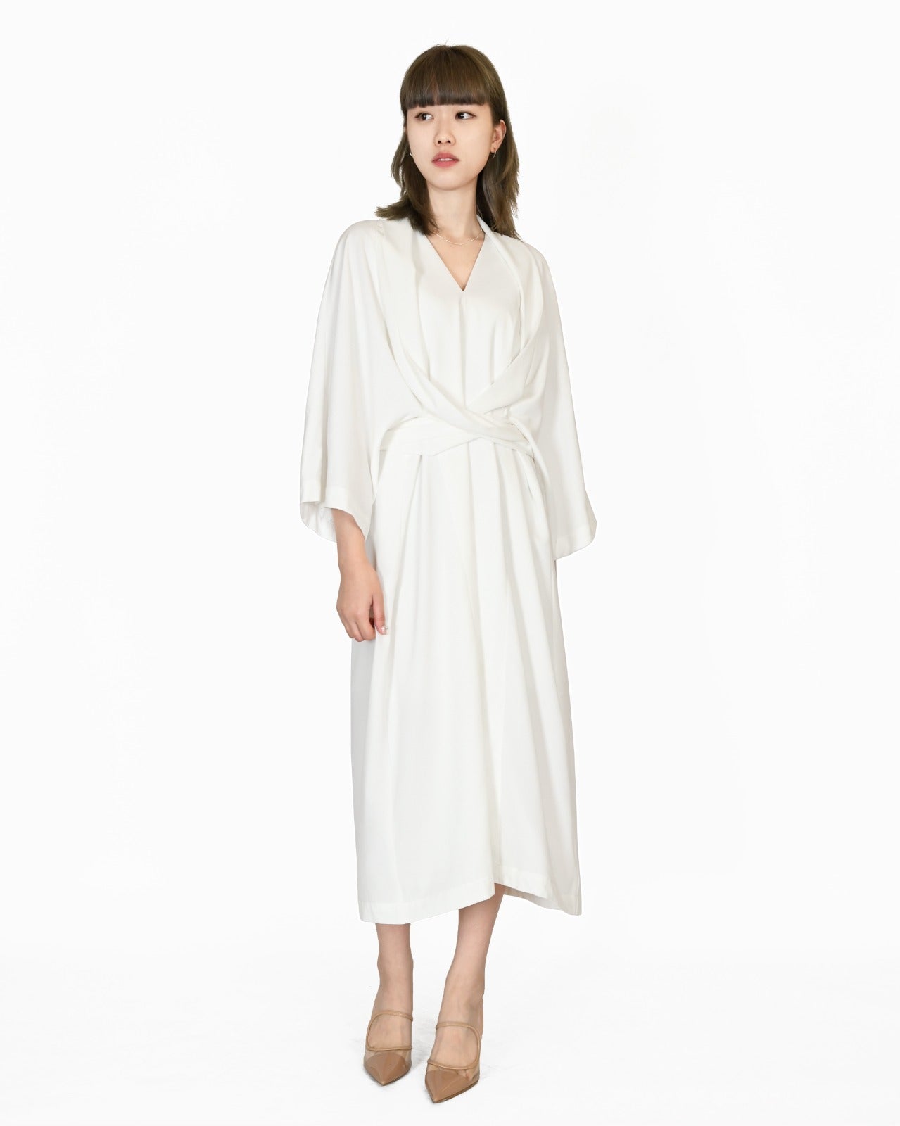 Load image into Gallery viewer, aalis DELIA V neck dress (White)
