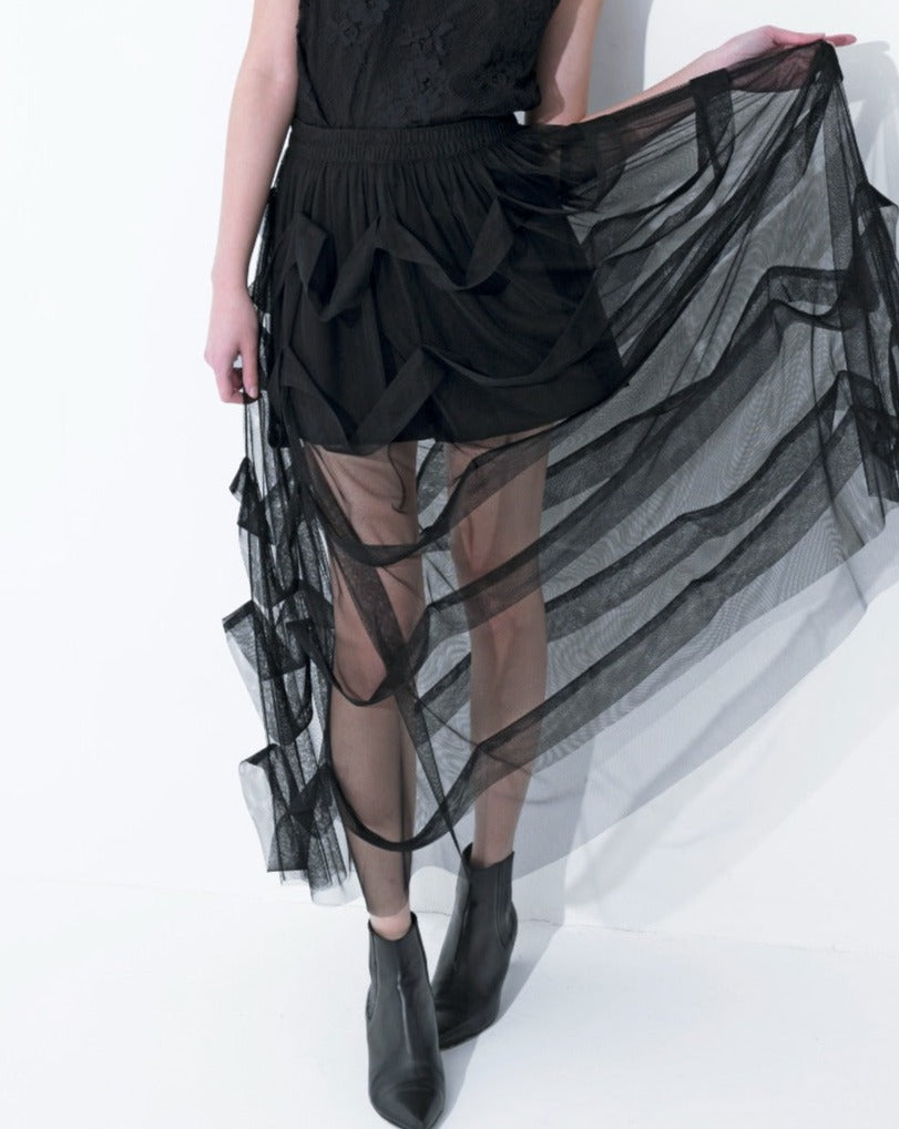 aalis CONSE mesh skirt (Black)