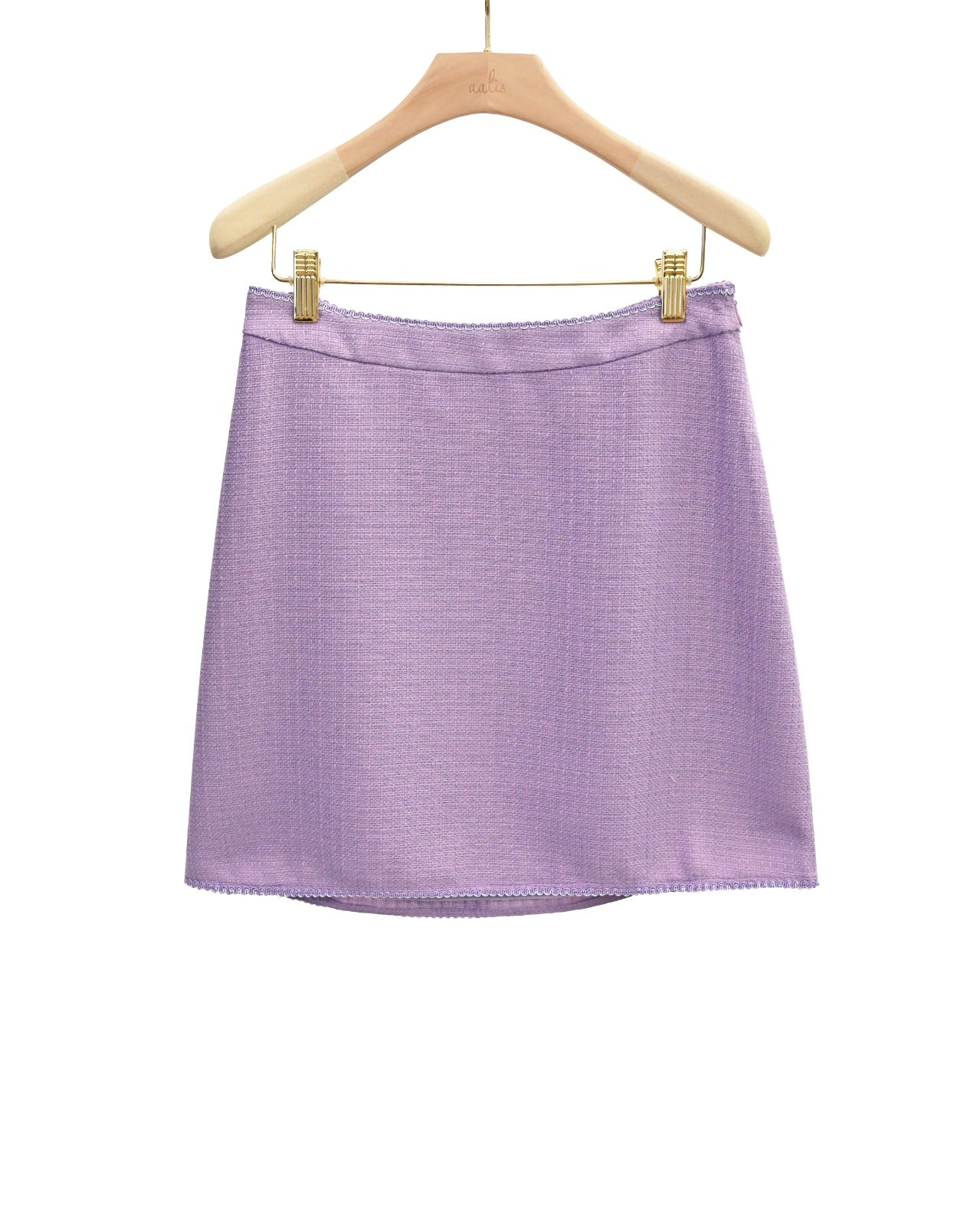 Load image into Gallery viewer, aalis RAYNA tweed skirt with trim detail (Light purple)
