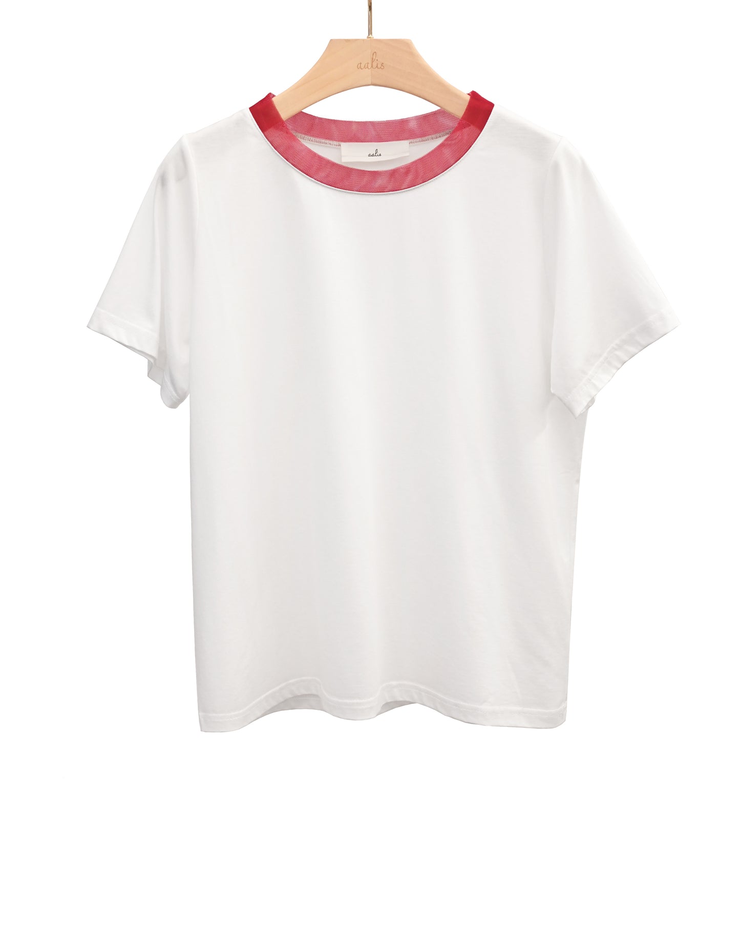 Load image into Gallery viewer, aalis ALTHEA mesh neckline basic tee (White)
