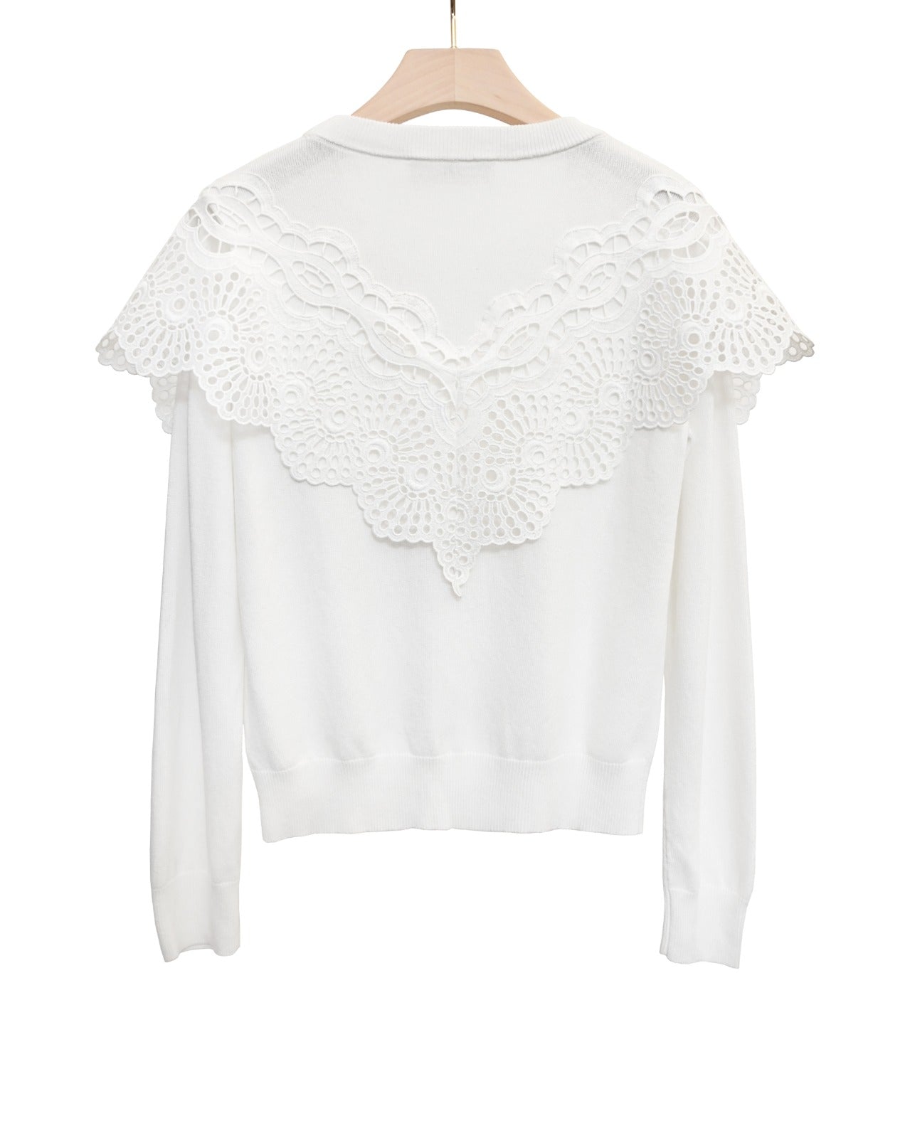 Load image into Gallery viewer, aalis BATINA cotton lace trim detail sweater (Ivory)
