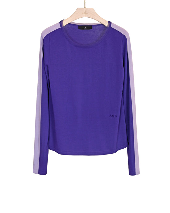 aalis DARRA contrast strip on sleeves knit top (Purple lilac)