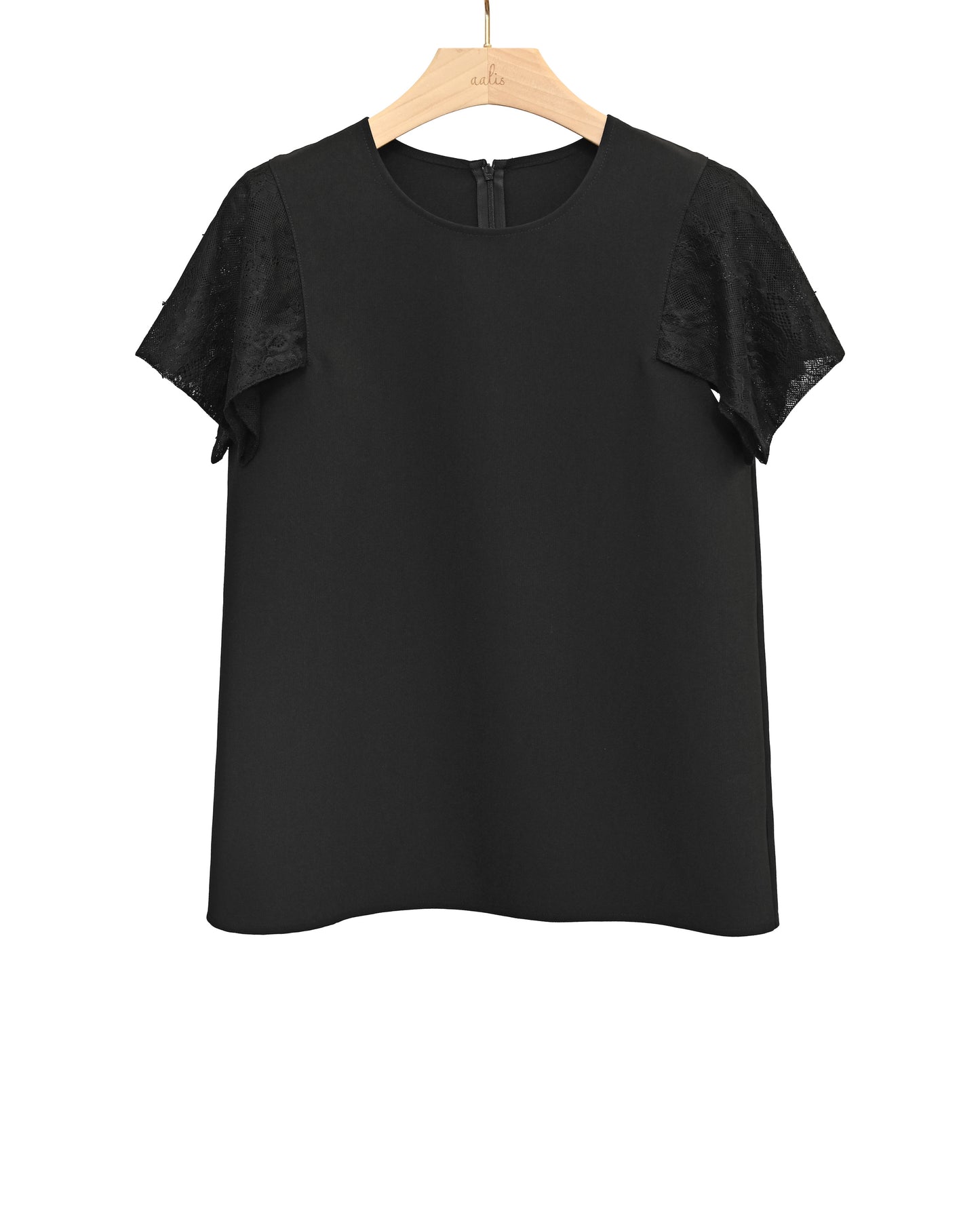 aalis DRONA lace cap sleeves top (Black)