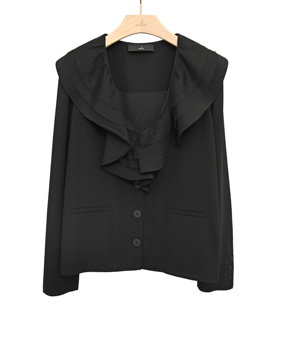 aalis FARLLY ruffle collar jacket (Black)