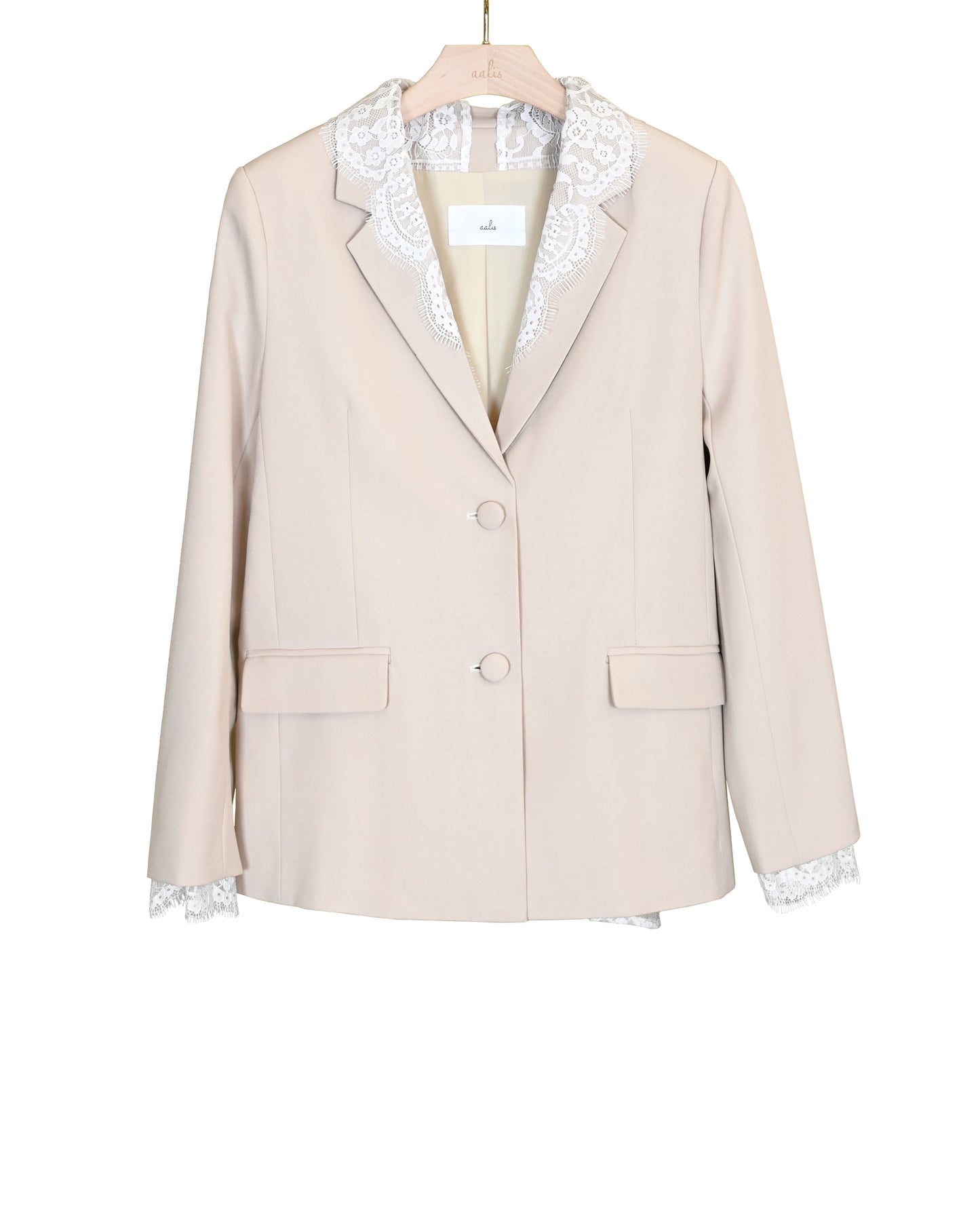 Load image into Gallery viewer, aalis INDA lace trim blazer (Beige)
