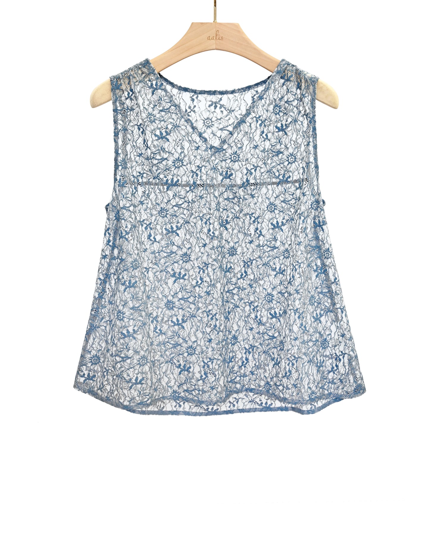 Load image into Gallery viewer, aalis JOLIE ruching shoulder top (Dusty blue lace)
