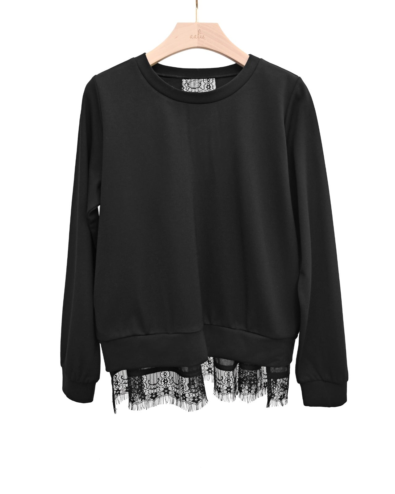 aalis JUNY contrast fabric sweater (Black)
