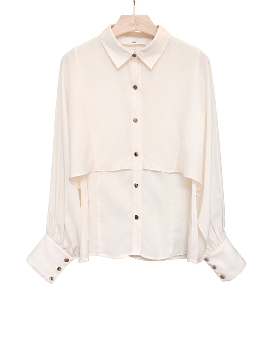 Load image into Gallery viewer, aalis KARINE cape detail chiffon blouse (Ivory)
