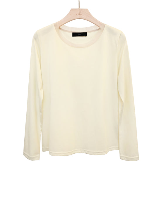 Load image into Gallery viewer, aalis KELLY mesh trim long sleeves tee (Light yellow)
