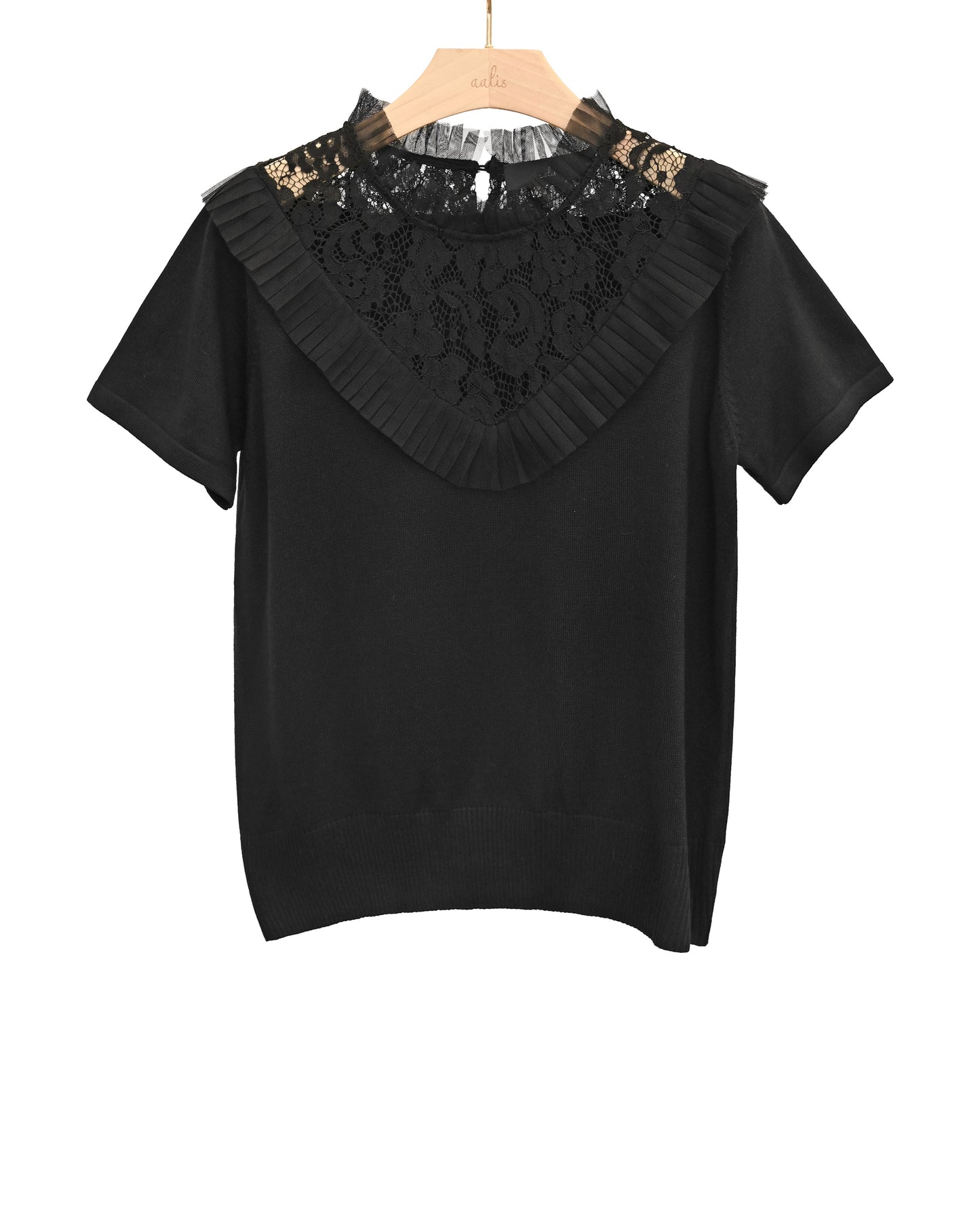 aalis LILIOSA v lace and mesh panel pullover (Black)