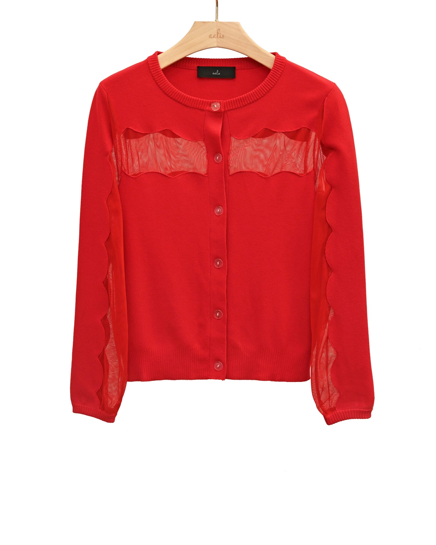 aalis NYRA scallop edge detail cardigan (Red)