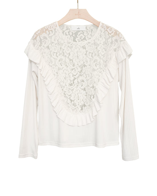 aalis OLIE U lace panel blouse (White)