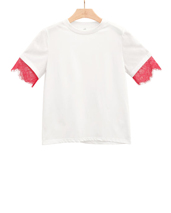 Load image into Gallery viewer, aalis PALMER lace layer basic tee (White)
