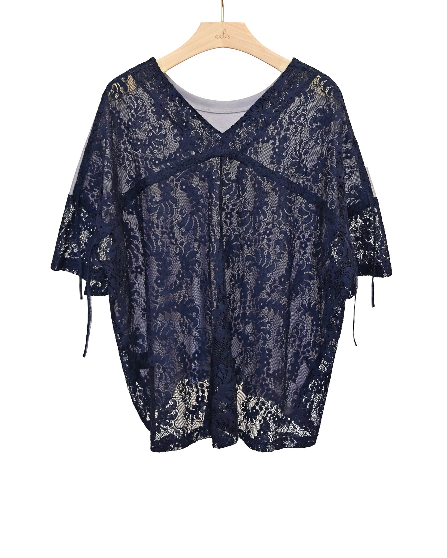 Load image into Gallery viewer, aalis PARK rusching detail woven knit top (Navy purple)
