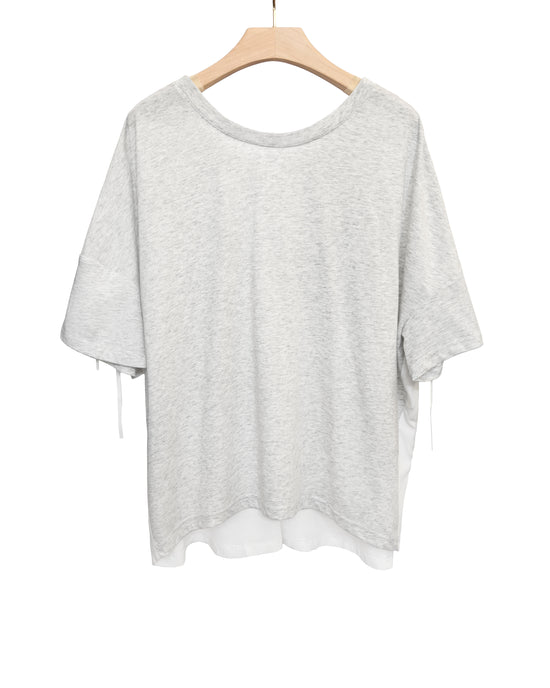 aalis PARK rusching detail woven knit top (White heather grey)