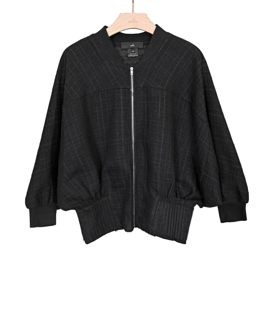 aalis SERAFINA mesh detail bomber jacket (Black tweed)