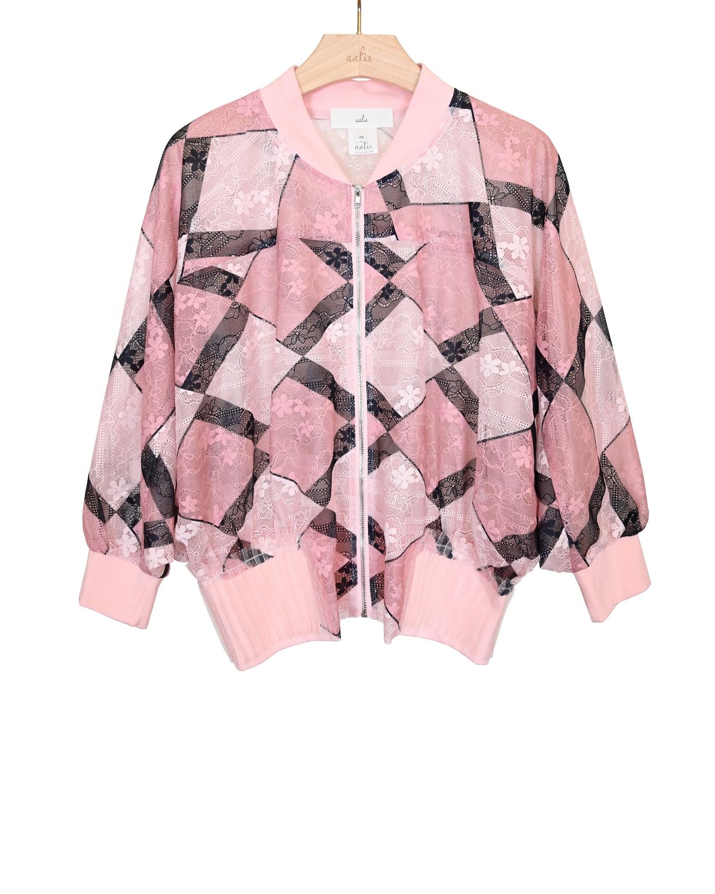 Load image into Gallery viewer, aalis SERAFINA mesh detail bomber jacket (Pink mix)
