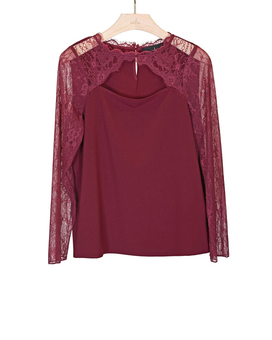 aalis SHAINE keyhole front lace top (Burgundy)