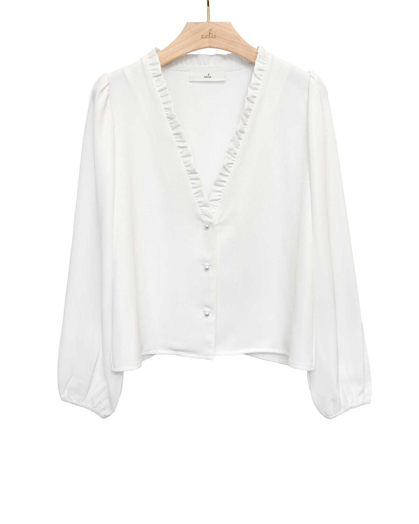 Load image into Gallery viewer, aalis TUTA ruffle trimmed collar pearl button jacket (White)
