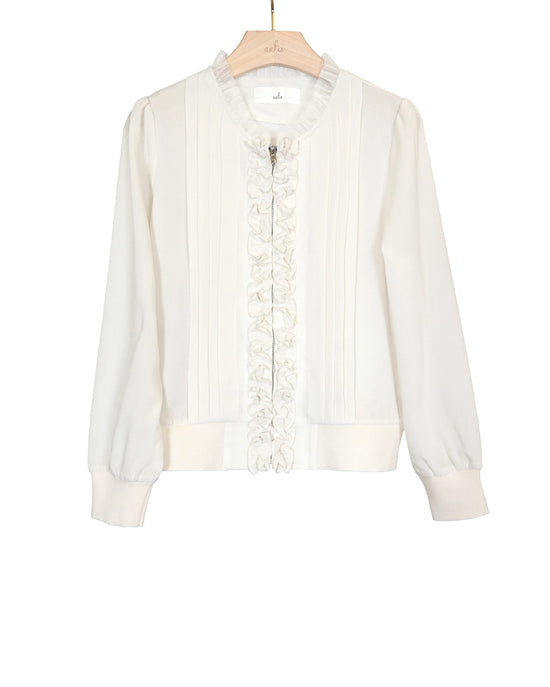 Load image into Gallery viewer, aalis ZOELIE zip up chiffon jacket (Ivory)
